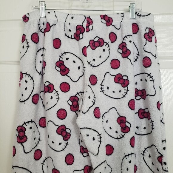 Sanrio Hello Kitty Fleece PJ Pants White Drawstring Lounge Sleep Womens Size XL - Picture 6 of 10